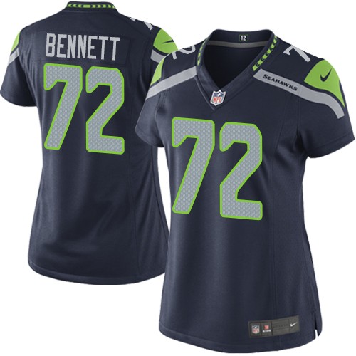 Women's Elite Michael Bennett Nike Jersey Navy Blue Home - #72 NFL Seattle Seahawks